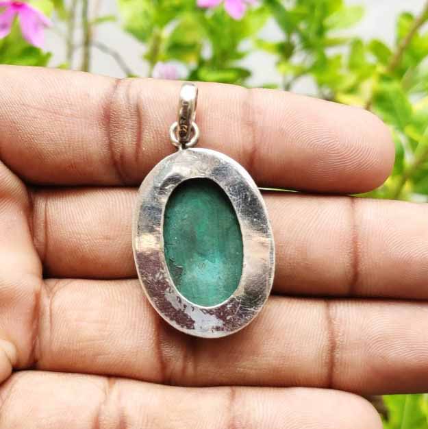 Natural Malachite Gemstone 925 Silver Pendant Handmade Gift Jewelry