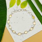 925 Sterling Silver Citirne Bracelet Handmade Oval Gemstone Jewelry