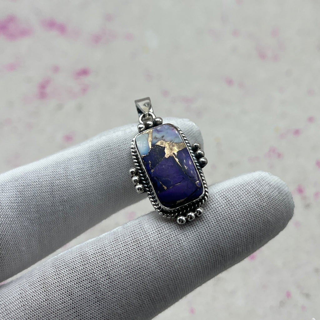 Purple Mohave Turquoise 925 Sterling Silver Handmade Pendant | Unique Boho Statement Pendant