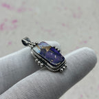 Purple Mohave Turquoise 925 Sterling Silver Handmade Pendant | Unique Boho Statement Pendant