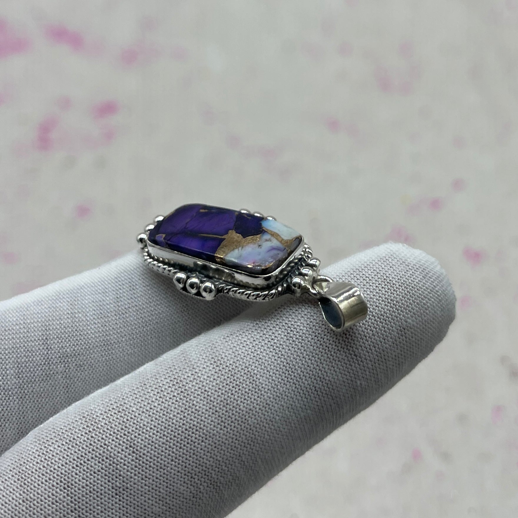 Purple Mohave Turquoise 925 Sterling Silver Handmade Pendant | Unique Boho Statement Pendant