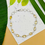 925 Sterling Silver Citirne Bracelet Handmade Oval Gemstone Jewelry