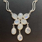Faceted Rainbow Moonstone 925 Silver Necklace Dainty Chain
