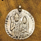 Tribal Shiv Parvati Vintage Solid Silver Pendant Antique Finish Handmade One of a Kind