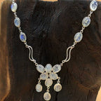 Faceted Rainbow Moonstone 925 Silver Necklace Dainty Chain