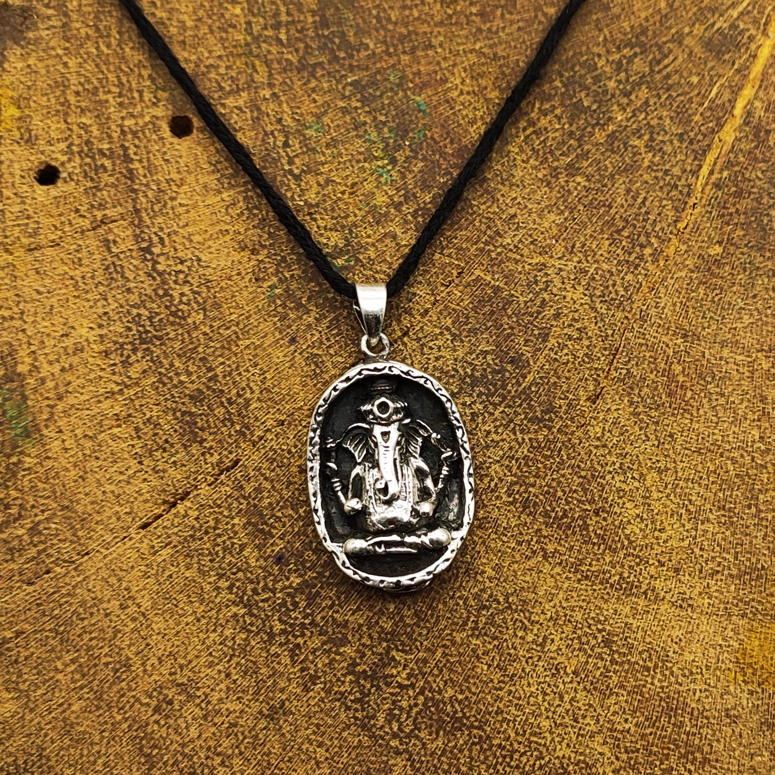 Tribal Ganesh Vintage Solid Silver Pendant Antique Finish Handmade