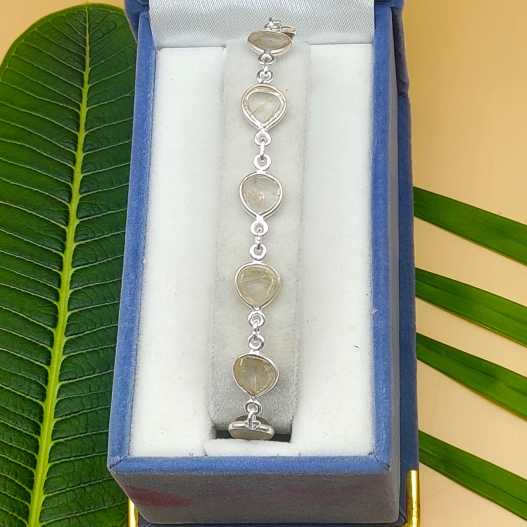 Rutile Quartz Drop Shape Bracelet Handmade 925 Sterling Silver Fine Jewelry