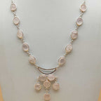 Rose Quartz 925 Silver Boho Cabochon Necklace Artisan Jewelry