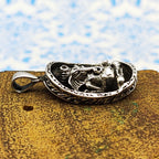 Tribal Ganesh Vintage Solid Silver Pendant Antique Finish Handmade