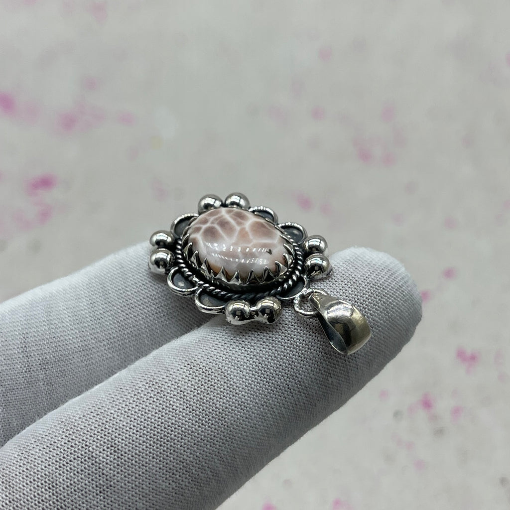 Pink Larimar 925 Sterling Silver Handmade Pendant | Soft Tone Statement Pendant