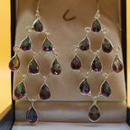 Boho Mystic Topaz Chandelier Earrings in 925 Silver