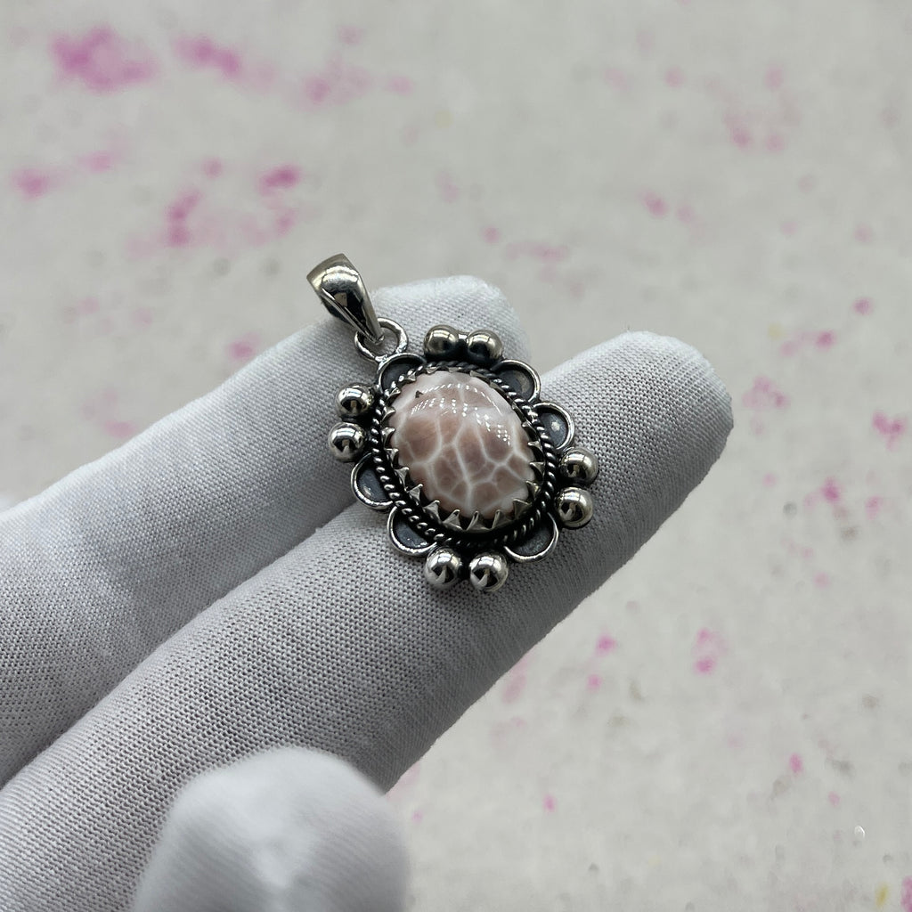 Pink Larimar 925 Sterling Silver Handmade Pendant | Soft Tone Statement Pendant