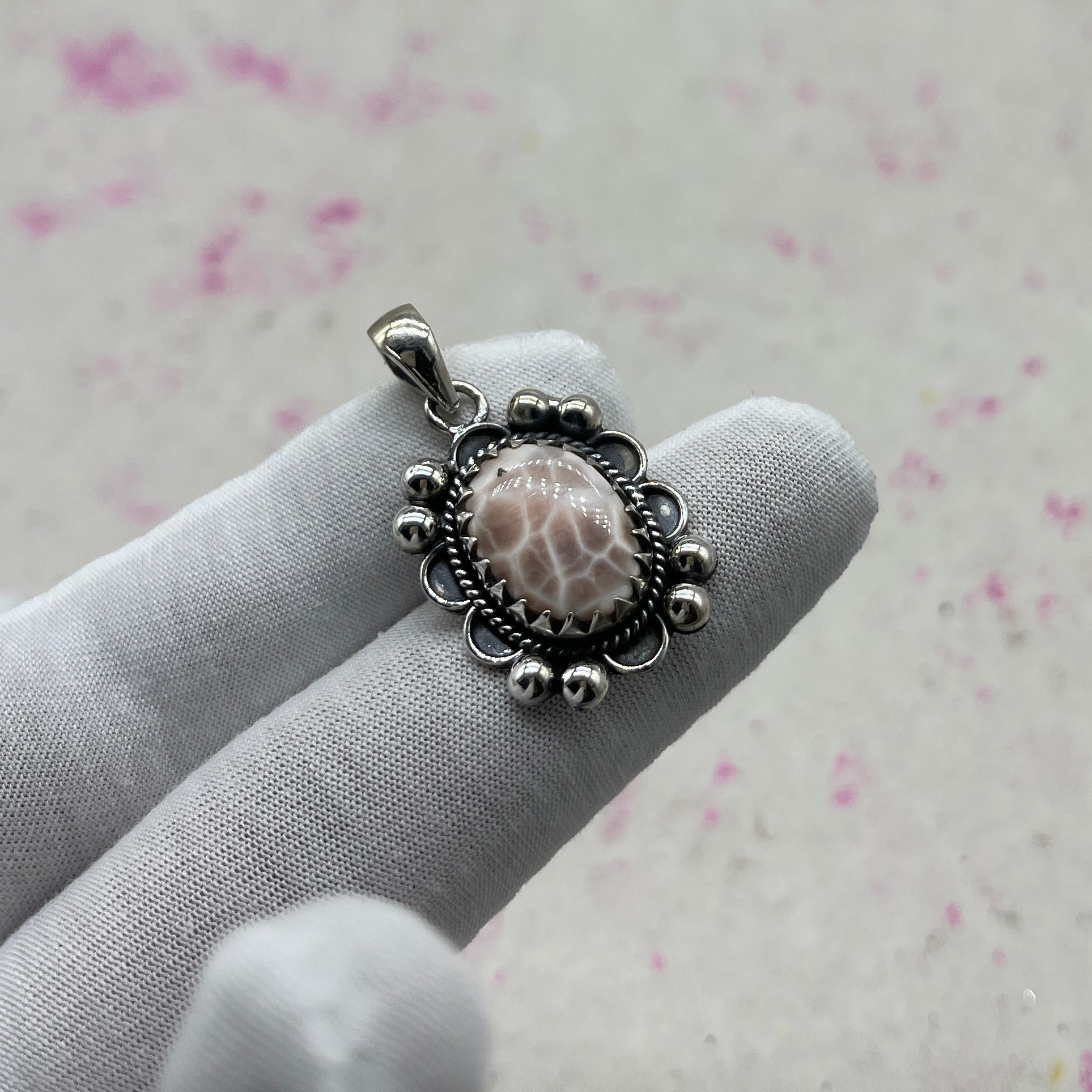 Pink Larimar 925 Sterling Silver Handmade Pendant | Soft Tone Statement Pendant