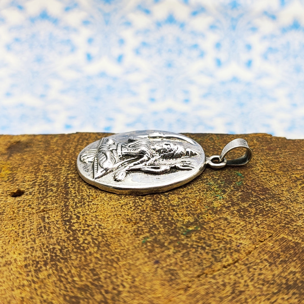 Tribal Shiva Vintage Solid Silver Pendant Antique Finish Handmade One of a Kind