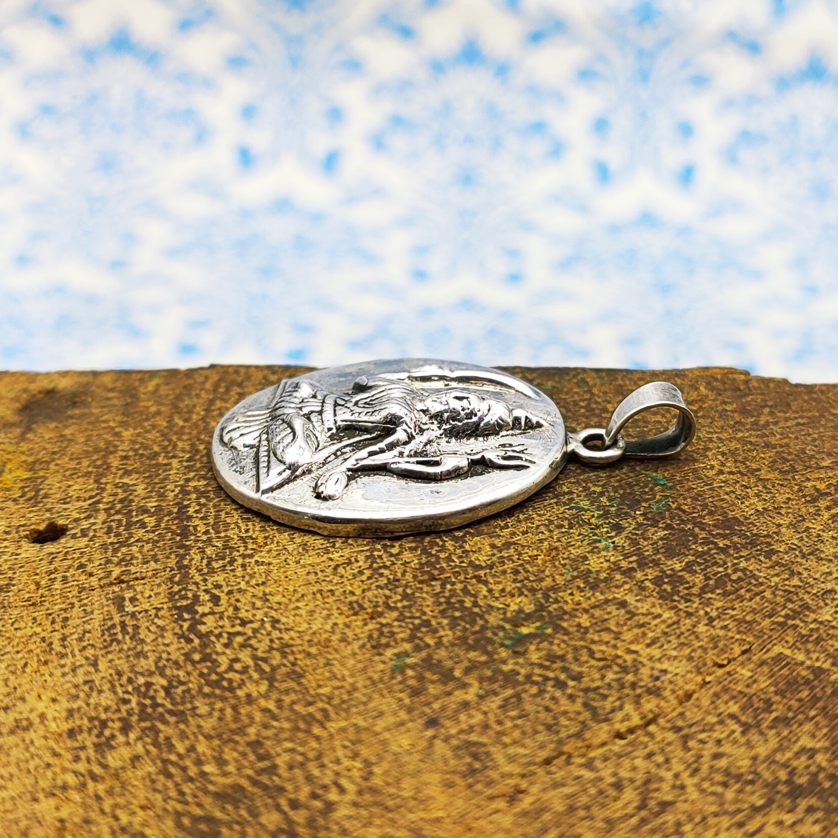 Tribal Shiva Vintage Solid Silver Pendant Antique Finish Handmade One of a Kind