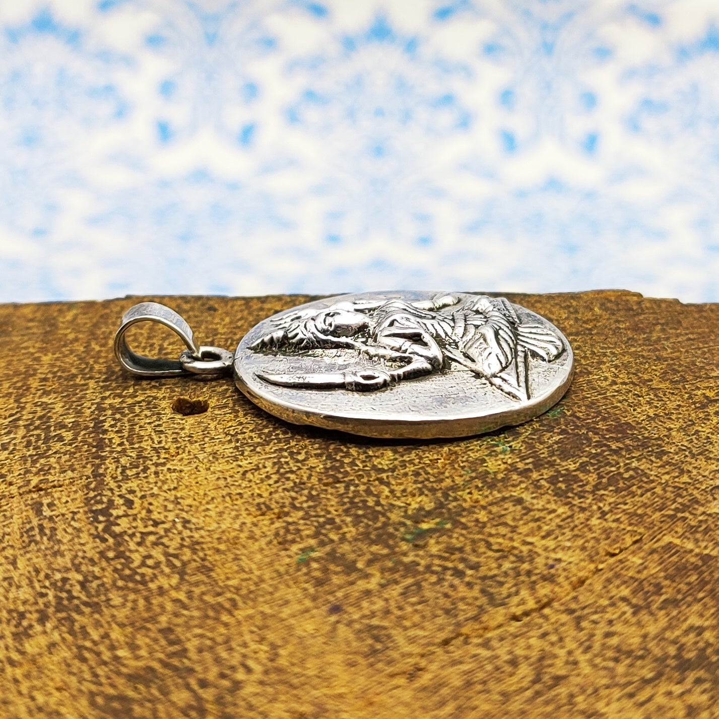 Tribal Shiva Vintage Solid Silver Pendant Antique Finish Handmade One of a Kind