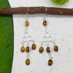 Long Tiger Eye Chandelier Earrings for Women