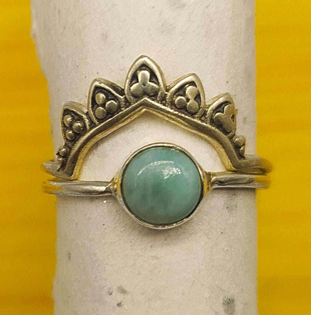 Larimar Two Band 925 Silver Minimal Stacking Ring