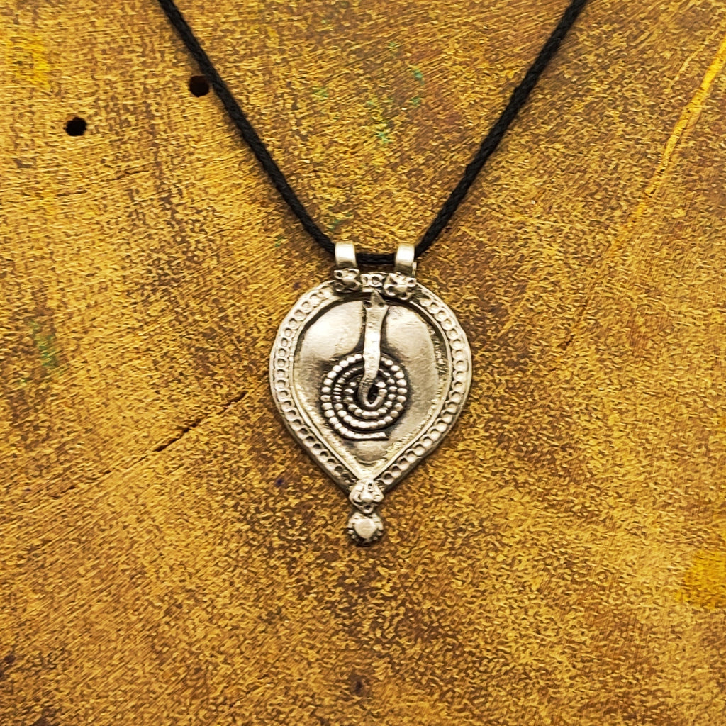 Tribal Naag (Serpent) Vintage Solid Silver Pendant Antique Finish Handmade