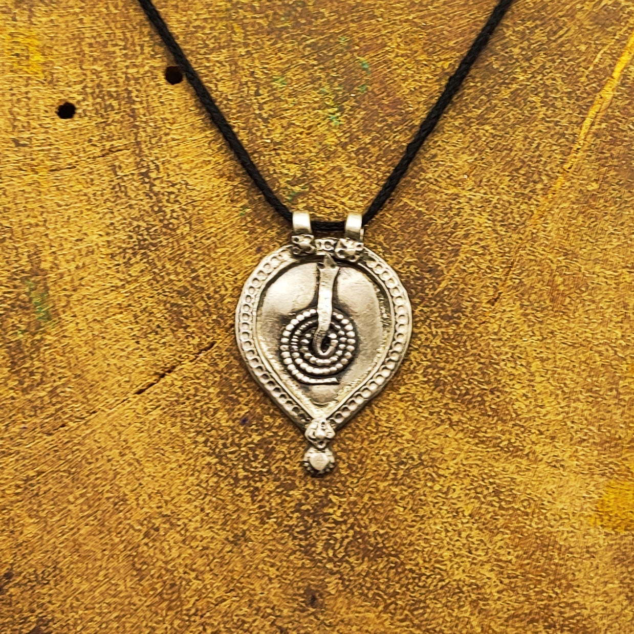 Tribal Naag (Serpent) Vintage Solid Silver Pendant Antique Finish Handmade