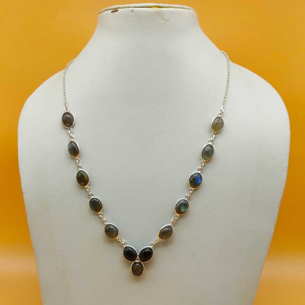 Labradorite Gemstone 925 Silver Personalized Necklace