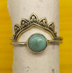 Larimar Two Band 925 Silver Minimal Stacking Ring