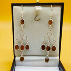 Long Tiger Eye Chandelier Earrings for Women