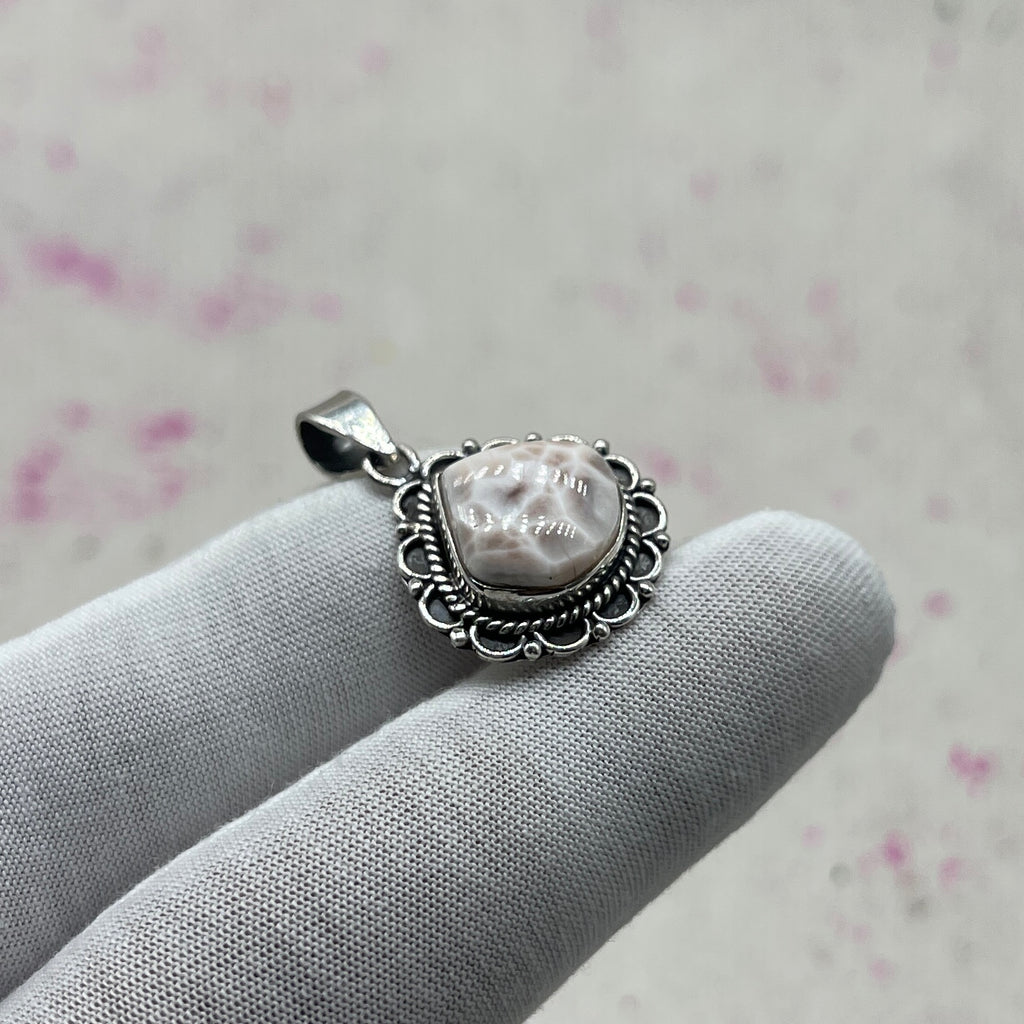 Pink Larimar 925 Sterling Silver Handmade Pendant | Pastel Bohemian Jewelry