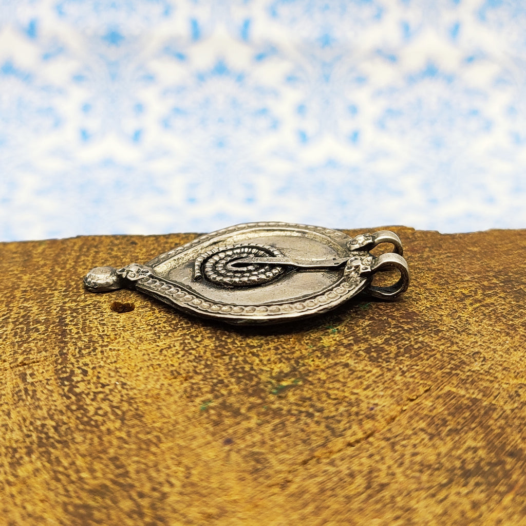 Tribal Naag (Serpent) Vintage Solid Silver Pendant Antique Finish Handmade