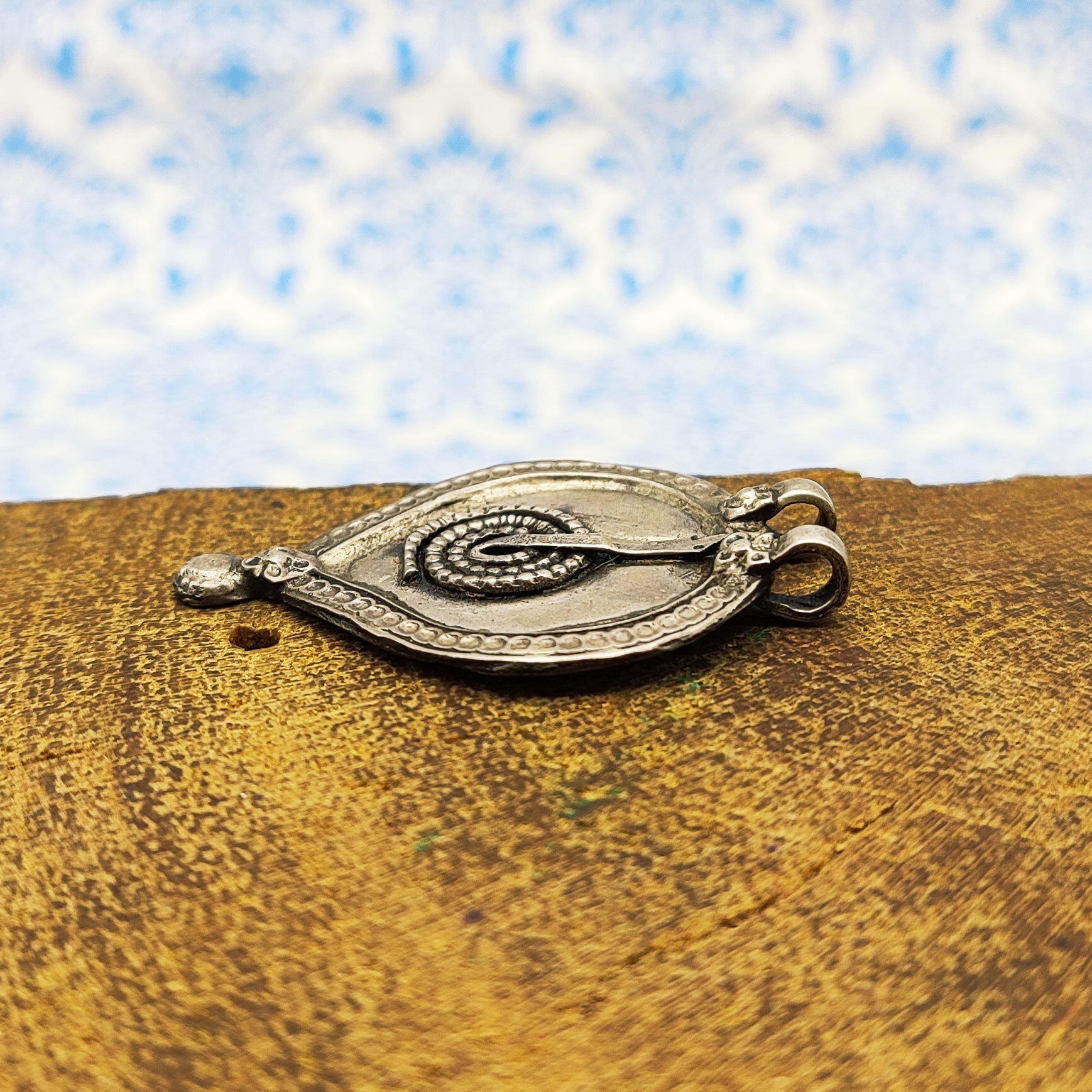 Tribal Naag (Serpent) Vintage Solid Silver Pendant Antique Finish Handmade