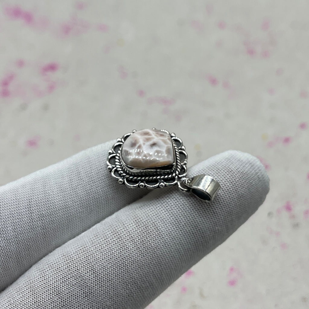 Pink Larimar 925 Sterling Silver Handmade Pendant | Pastel Bohemian Jewelry