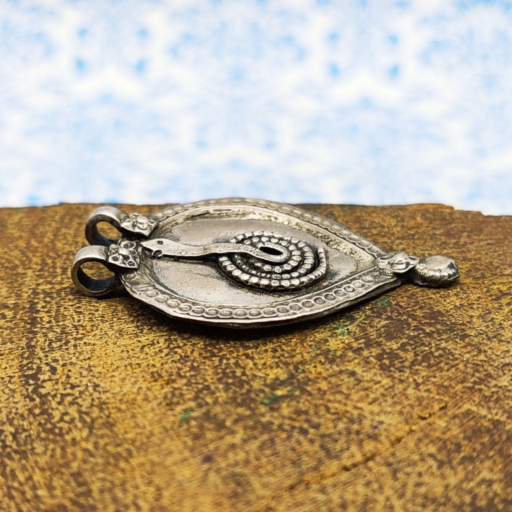 Tribal Naag (Serpent) Vintage Solid Silver Pendant Antique Finish Handmade