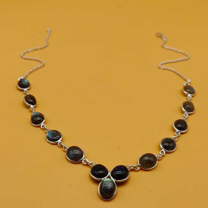 Labradorite Gemstone 925 Silver Personalized Necklace
