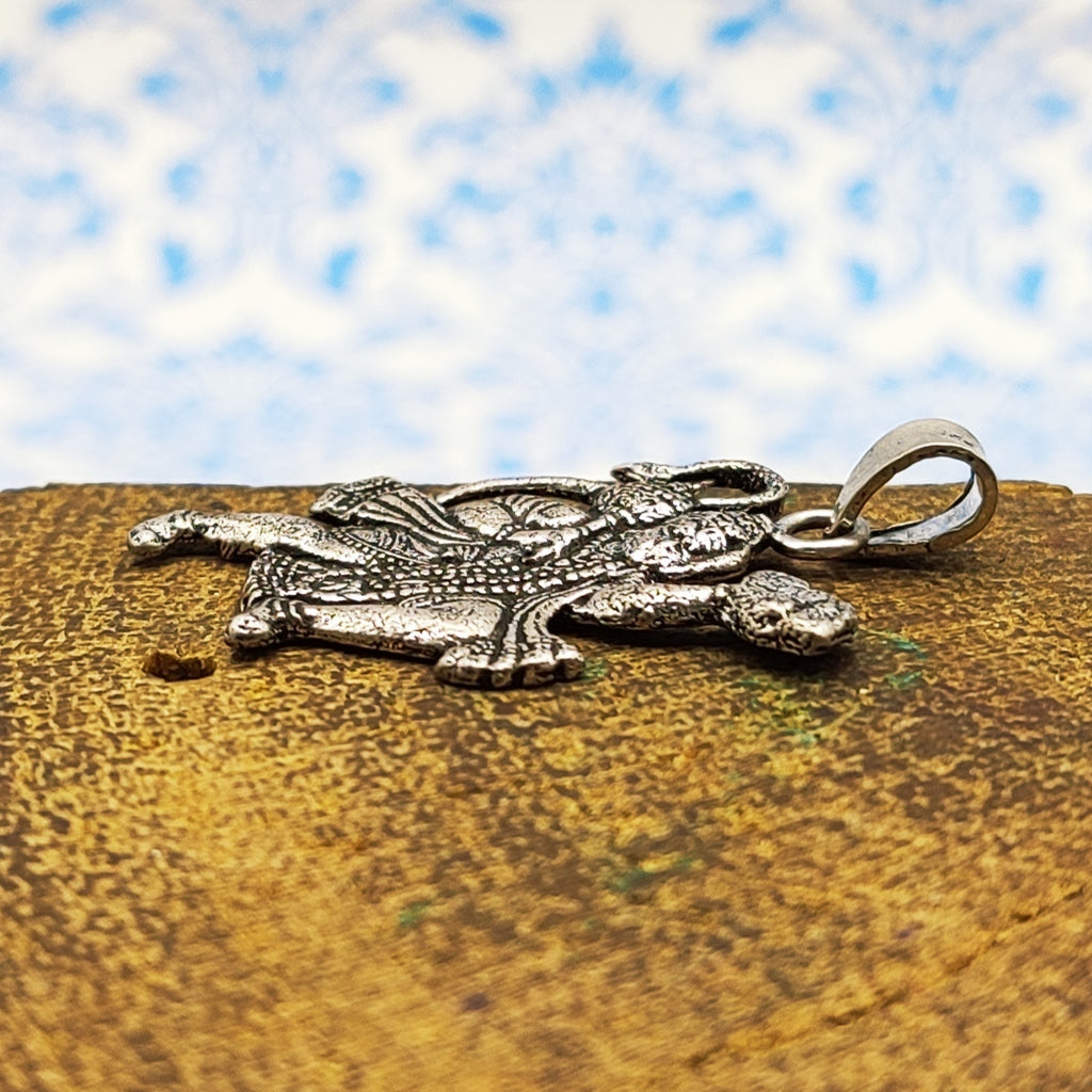 Tribal Hanuman Lord Vintage Solid Silver Pendant Antique Finish One of a Kind