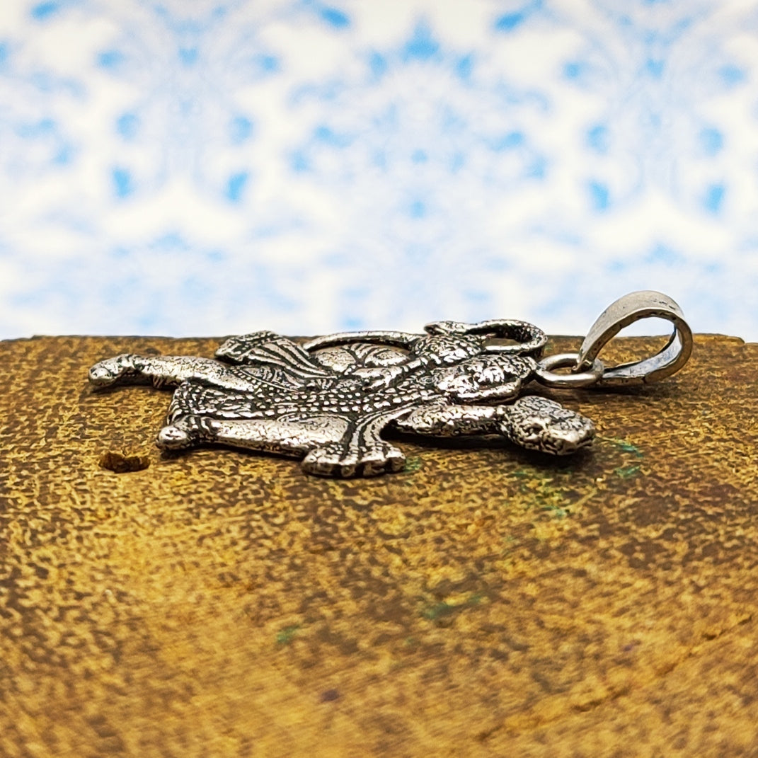 Tribal Hanuman Lord Vintage Solid Silver Pendant Antique Finish One of a Kind