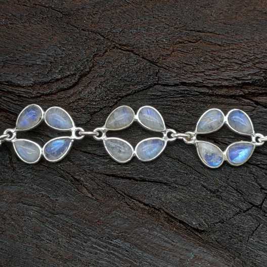 Fine Handmade 925 Sterling Silver Moonstone Bracelet Elegant Gemstone Jewelry