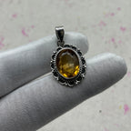 Citrine 925 Sterling Silver Handmade Pendant | Elegant Minimal Pendant