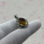 Citrine 925 Sterling Silver Handmade Pendant | Elegant Minimal Pendant