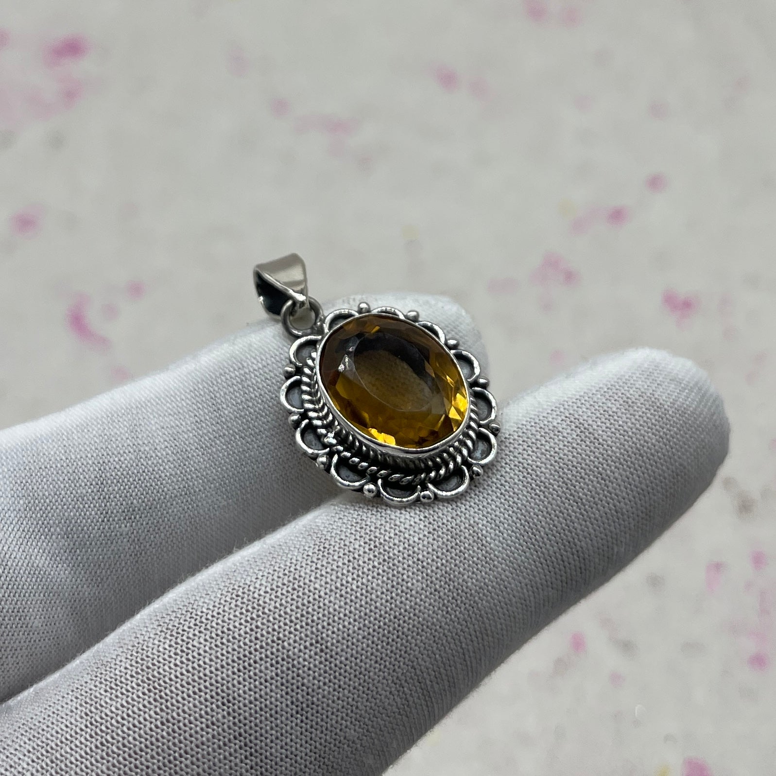 Citrine 925 Sterling Silver Handmade Pendant | Elegant Minimal Pendant