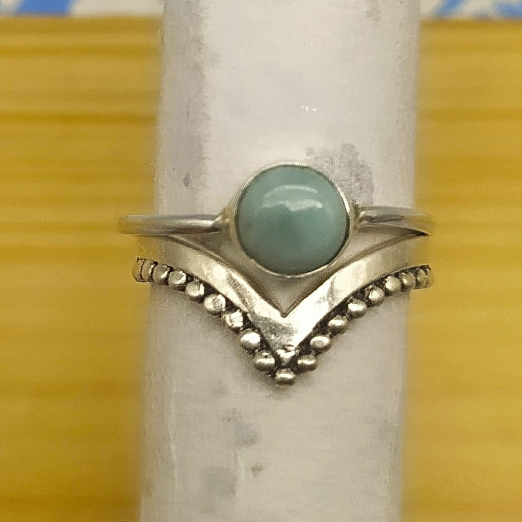 Larimar Two Band 925 Silver Minimal Stacking Ring