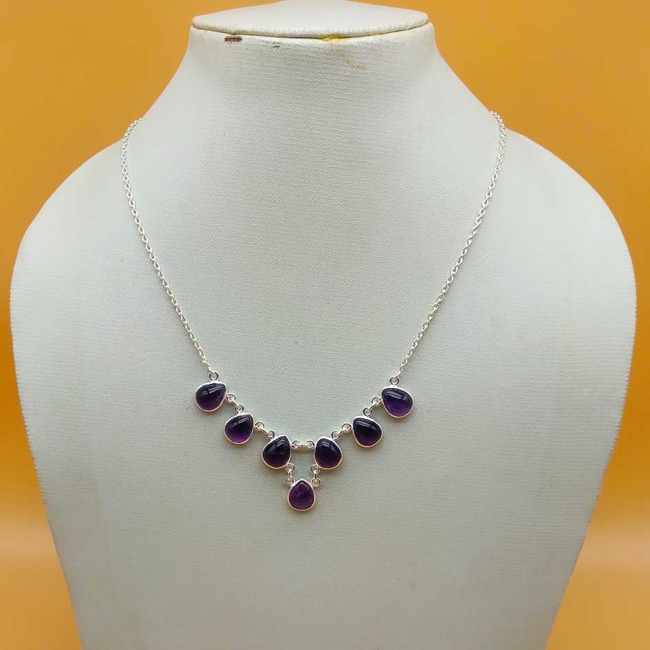 Amethyst Gemstone 925 Silver Personalized Necklace