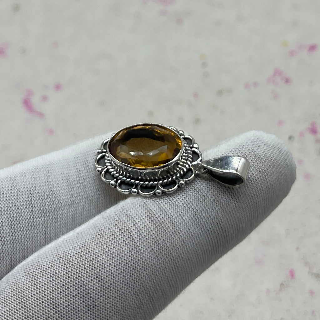 Citrine 925 Sterling Silver Handmade Pendant | Elegant Minimal Pendant
