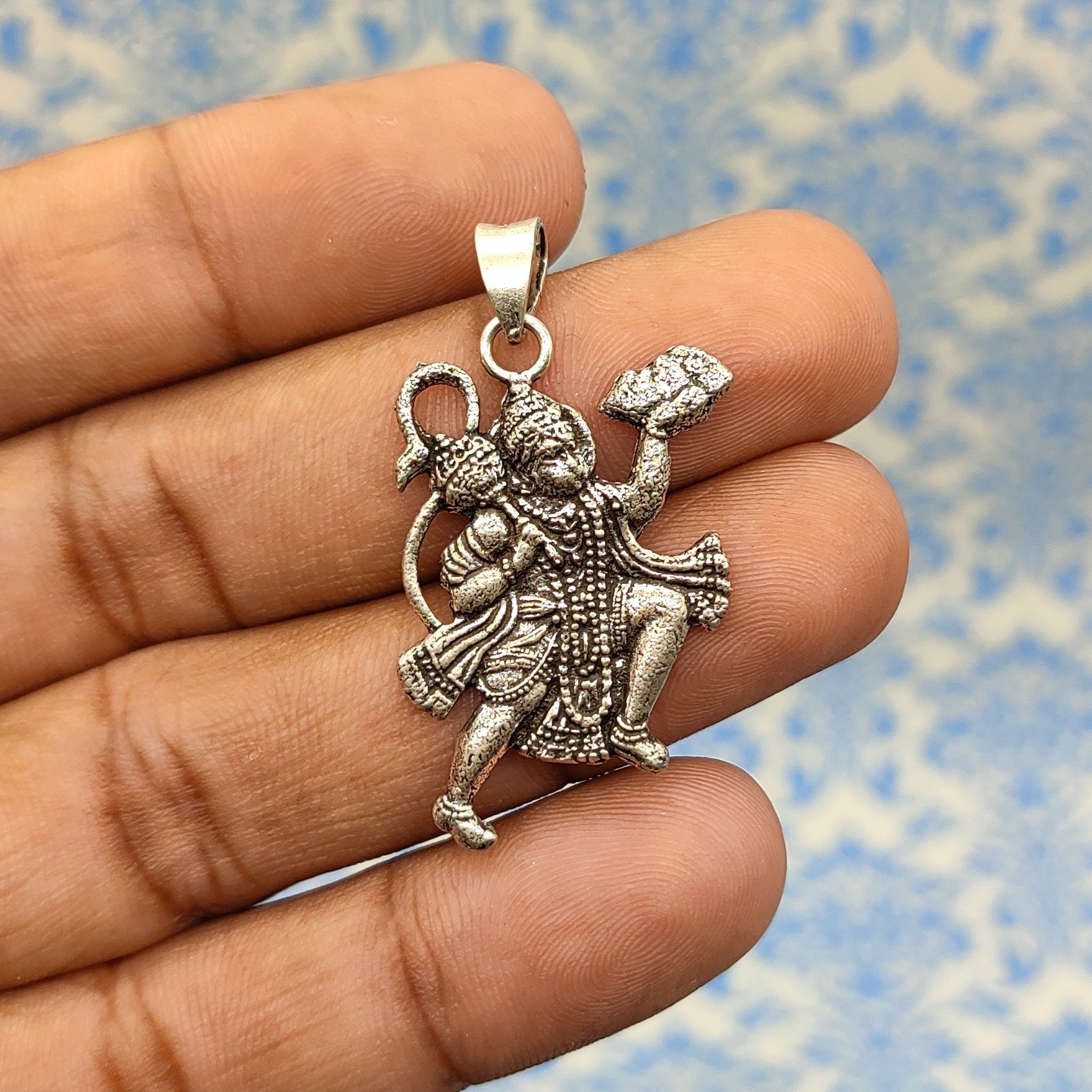 Tribal Hanuman Lord Vintage Solid Silver Pendant Antique Finish One of a Kind