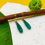 Handcrafted Green Onyx 925 Silver Dangle Earrings