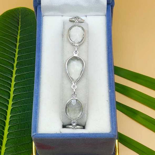 925 Sterling Silver Crystal Gemstone Handmade Bracelet
