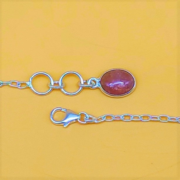 Tourmaline Cabochon 925 Silver Long Necklace Birthstone Gift