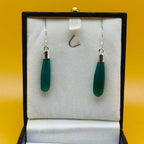 Handcrafted Green Onyx 925 Silver Dangle Earrings