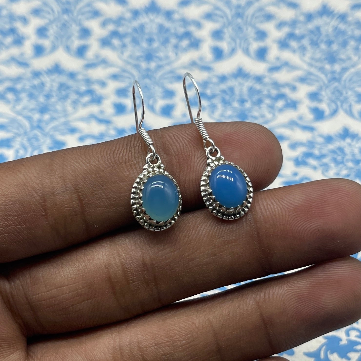 Elegant Chalcedony Earrings in 925 Silver – Everyday Style