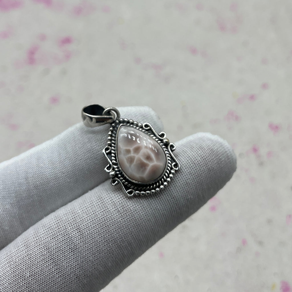 Pink Larimar 925 Sterling Silver Handmade Pendant | Handmade Feminine Jewelry
