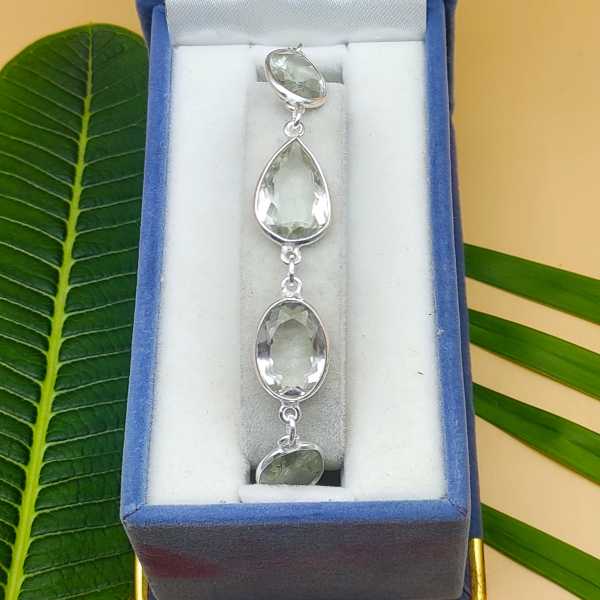 925 Sterling Silver Crystal Gemstone Handmade Bracelet